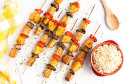 Sweet and Smoky Tofu, Vegetable and Pineapple Skewers