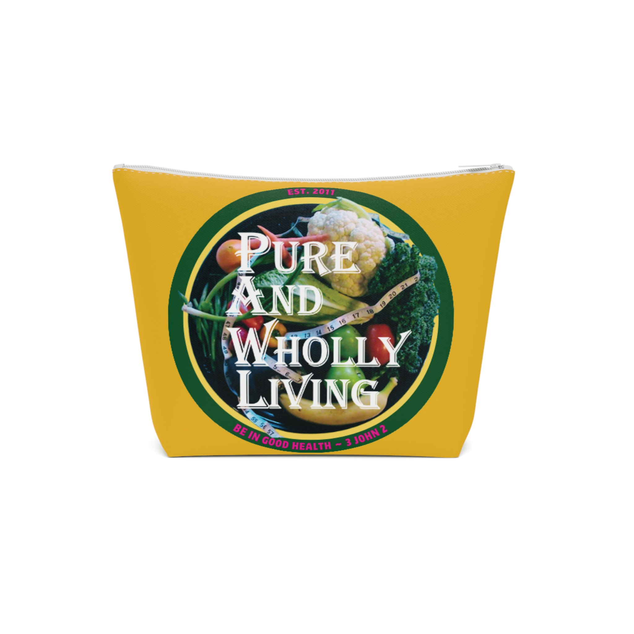 'PURE AND WHOLLY LIVING' - Vibrant Cotton Cosmetic Bag Design for Health Enthusiasts - Image 2