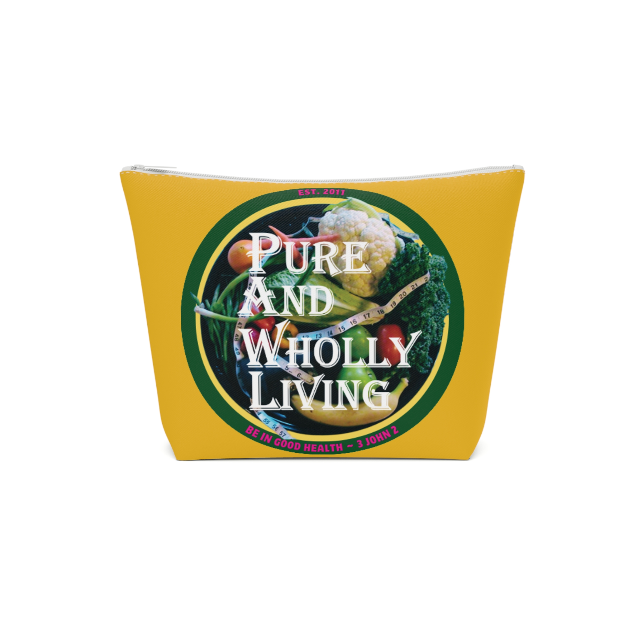 'PURE AND WHOLLY LIVING' - Vibrant Cotton Cosmetic Bag Design for Health Enthusiasts - Image 3