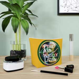 'PURE AND WHOLLY LIVING' - Vibrant Cotton Cosmetic Bag Design for Health Enthusiasts